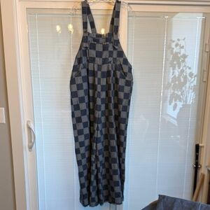 Dressed in LALA Blue Checkered Women Jeans Overalls